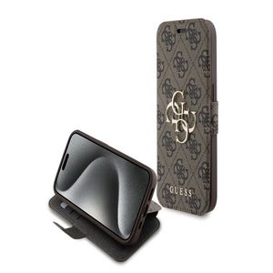 Guess PU Leather 4G Metal Logo Book iPhone 15 Pro Max Brown Obal Fialová obraz