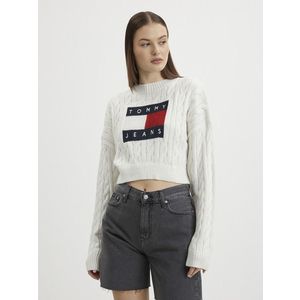 Tommy Jeans Svetr Bílá obraz