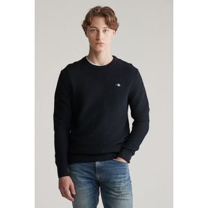 SVETR GANT COTTON TEXTURED C-NECK BLACK obraz