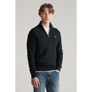 SVETR GANT COTTON TEXTURED HALF ZIP BLACK obraz