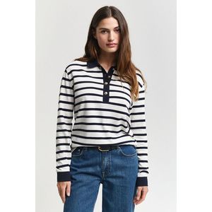 POLOKOŠILE GANT BRETON STRIPE LS PIQUE POLO CREAM obraz