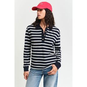 POLOKOŠILE GANT BRETON STRIPE LS PIQUE POLO EVENING BLUE obraz