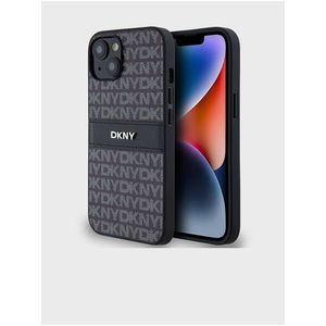 PU Leather Repeat Pattern Tonal Stripe Zadní Kryt pro iPhone 14 Black DKNY obraz