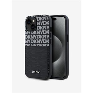 PU Leather Repeat Pattern Card Pocket Zadní Kryt pro iPhone 14 Black DKNY obraz