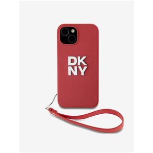 PU Leather Stack Logo Wrist Strap Zadní Kryt pro iPhone 14 Red DKNY obraz