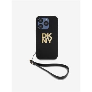 PU Leather Stack Logo Wrist Strap Zadní Kryt pro iPhone 14 Pro Black DKNY obraz