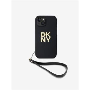 PU Leather Stack Logo Wrist Strap Zadní Kryt pro iPhone 15 Black DKNY obraz