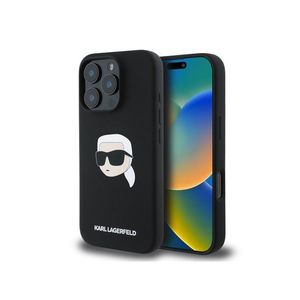 Karl Lagerfeld Liquid Silicone Karl Head MagSafe Zadní Kryt pro iPhone 16 Pro Black obraz