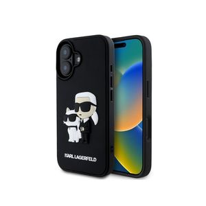 Karl Lagerfeld 3D Rubber Karl and Choupette Zadní Kryt pro iPhone 16 Black obraz