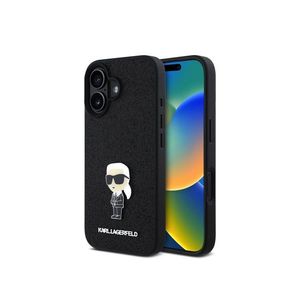 Karl Lagerfeld Fixed Glitter Metal Ikonik Zadní Kryt pro iPhone 16 Black obraz