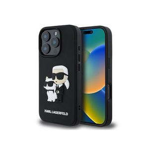 Karl Lagerfeld 3D Rubber Karl and Choupette Zadní Kryt pro iPhone 16 Pro Max Black obraz