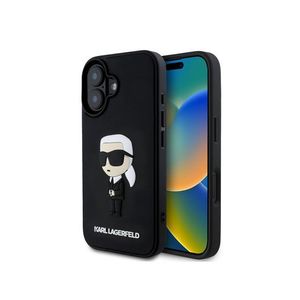 Karl Lagerfeld 3D Rubber Ikonik Zadní Kryt pro iPhone 16 Black obraz