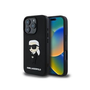 Karl Lagerfeld 3D Rubber Ikonik Zadní Kryt pro iPhone 16 Pro Max Black obraz