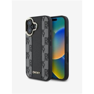 DKNY PU Leather Checkered Pattern Magsafe Zadní Kryt pro iPhone 16 Plus Black obraz