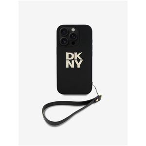 DKNY PU Leather Stack Logo Wrist Strap Zadní Kryt pro iPhone 16 Pro Black obraz