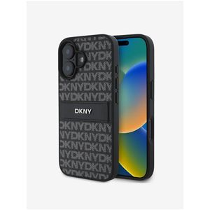 DKNY PU Leather Repeat Pattern Tonal Stripe Zadní Kryt pro iPhone 16 Black obraz