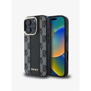 DKNY PU Leather Checkered Pattern Magsafe Zadní Kryt pro iPhone 16 Pro Max Black obraz