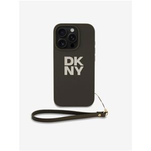 DKNY PU Leather Stack Logo Wrist Strap Zadní Kryt pro iPhone 16 Pro Max Green obraz