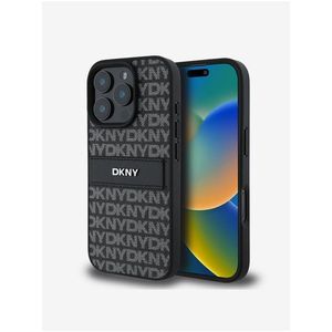 DKNY PU Leather Repeat Pattern Tonal Stripe Zadní Kryt pro iPhone 16 Pro Max Black obraz