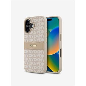 DKNY PU Leather Repeat Pattern Tonal Stripe Zadní Kryt pro iPhone 16 Plus Pink obraz