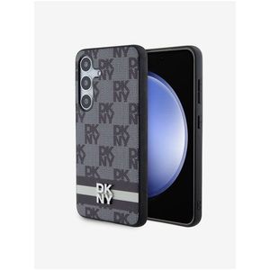 DKNY PU Leather Checkered Pattern and Stripe Zadní Kryt pro Samsung Galaxy S24+ Black obraz