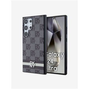 DKNY PU Leather Checkered Pattern and Stripe Zadní Kryt pro Samsung Galaxy S24 Ultra Black obraz