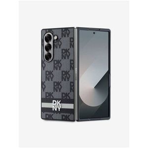 DKNY PU Leather Checkered Pattern and Stripe Zadní Kryt pro Samsung Galaxy Z Fold 6 Black obraz