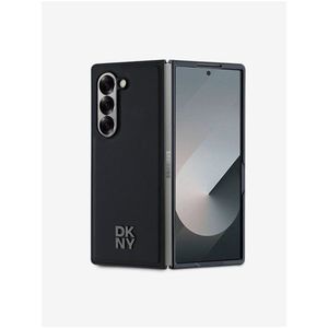 DKNY PU Leather Stack Logo MagSafe Zadní Kryt pro Samsung Galaxy Z Fold 6 Black obraz