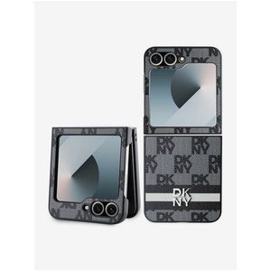 DKNY PU Leather Checkered Pattern and Stripe Zadní Kryt pro Samsung Galaxy Z Flip 6 Black obraz