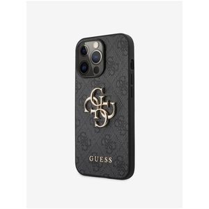 Guess PU 4G Metal Logo Zadní Kryt pro iPhone 13 Pro Max Grey obraz