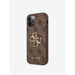 Guess PU 4G Metal Logo Zadní Kryt pro iPhone 12/12 Pro Brown obraz