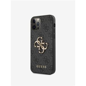 Guess PU 4G Metal Logo Zadní Kryt pro iPhone 12 Pro Max Grey obraz