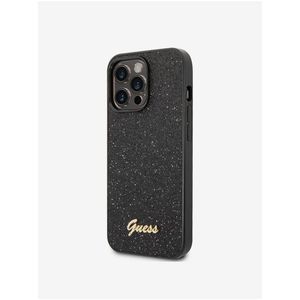 Guess PC/TPU Glitter Flakes Metal Logo Zadní Kryt pro iPhone 14 Pro Black obraz