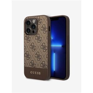 Guess PU 4G Stripe Zadní Kryt pro iPhone 14 Pro Brown obraz