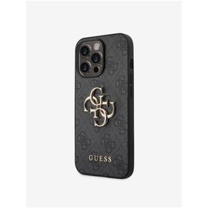 Guess PU 4G Metal Logo Zadní Kryt pro iPhone 14 Pro Grey obraz