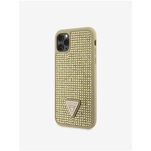 Guess Rhinestones Triangle Metal Logo Kryt pro iPhone 11 Pro Gold obraz