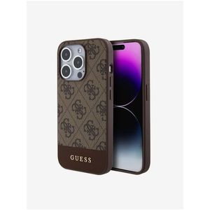 Guess PU 4G Stripe MagSafe Zadní Kryt pro iPhone 15 Pro Brown obraz