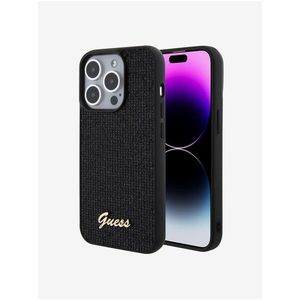 Guess PU Square Mirror Script Logo Zadní Kryt pro iPhone 15 Pro Black obraz