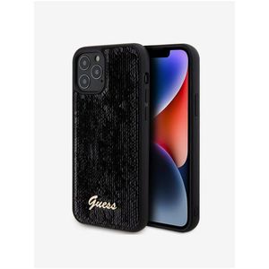 Guess Sequin Script Logo Zadní Kryt pro iPhone 12/12 Pro Black obraz