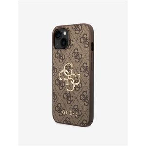 Guess PU 4G Metal Logo Zadní Kryt pro iPhone 14 Plus Brown obraz