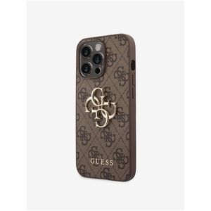 Guess PU 4G Metal Logo Zadní Kryt pro iPhone 14 Pro Brown obraz