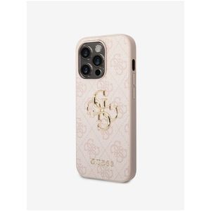 Guess PU 4G Metal Logo Zadní Kryt pro iPhone 14 Pro Pink obraz