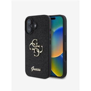 Guess PU Fixed Glitter 4G Metal Logo Zadní Kryt pro iPhone 16 Black obraz