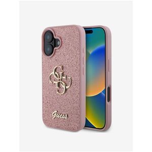 Guess PU Fixed Glitter 4G Metal Logo Zadní Kryt pro iPhone 16 Pink obraz