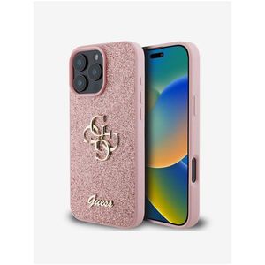 Guess PU Fixed Glitter 4G Metal Logo Zadní Kryt pro iPhone 16 Pro Pink obraz