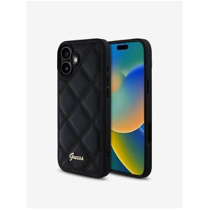 Guess PU Leather Quilted Zadní Kryt pro iPhone 16 Black obraz