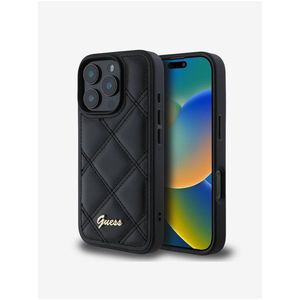 Guess PU Leather Quilted Zadní Kryt pro iPhone 16 Pro Black obraz