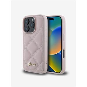 Guess PU Leather Quilted Zadní Kryt pro iPhone 16 Pro Pink obraz