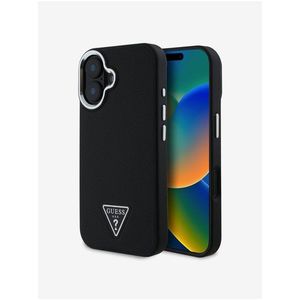 Guess PU Grained Triangle Logo Zadní Kryt pro iPhone 16 Black obraz