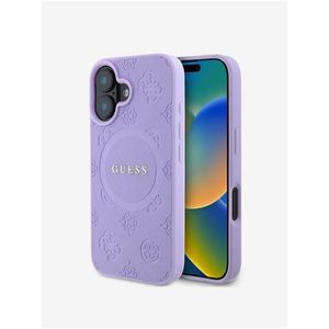 Guess Saffiano Peony Stamp MagSafe Zadní Kryt pro iPhone 16 Purple obraz